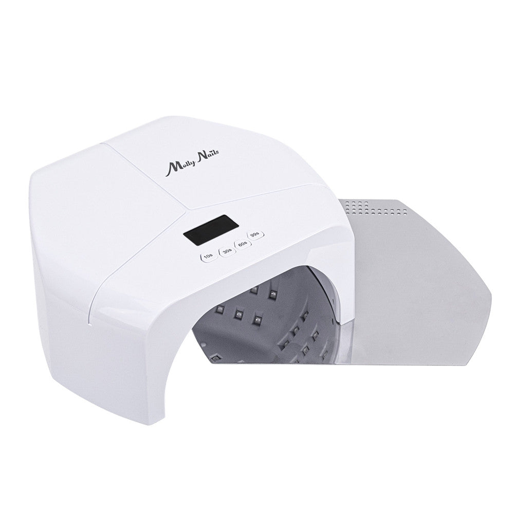 Molly Nails BQ-L8 298W kynsiuuni, ammattimainen LED/UV-laite geelien ja geelilakkojen kovetukseen.