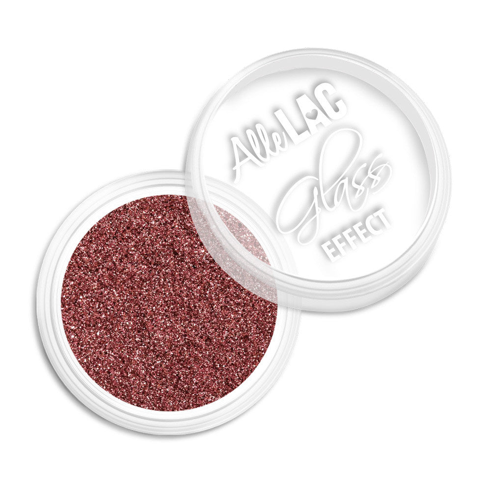 AlleLac Glass Effect Dark Golden Pink No. 5 0,30 g – ruusukultainen kynsien lasiefektipeilipuuteri avoimessa purkissa