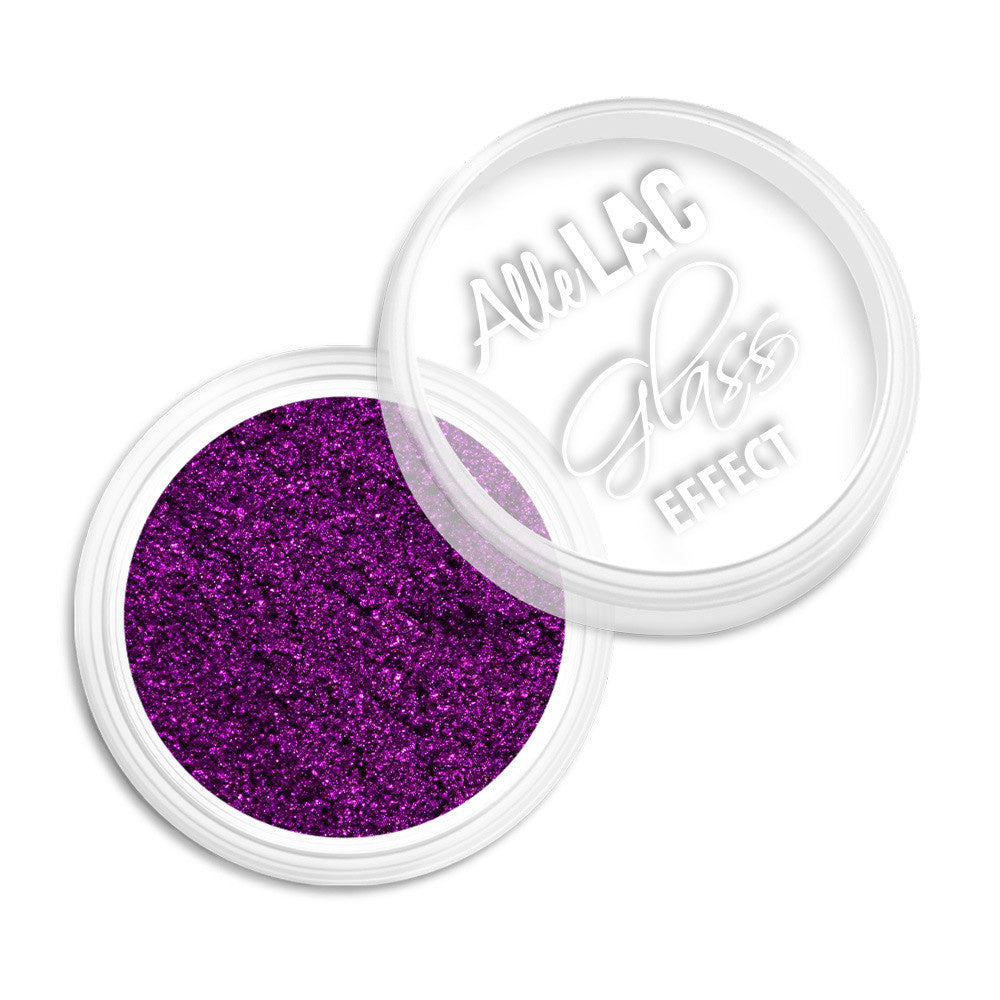 AlleLac Glass Effect Purple No. 7 0,30 g – voimakkaan violetti lasiefektipeilipuuteri avoimessa purkissa