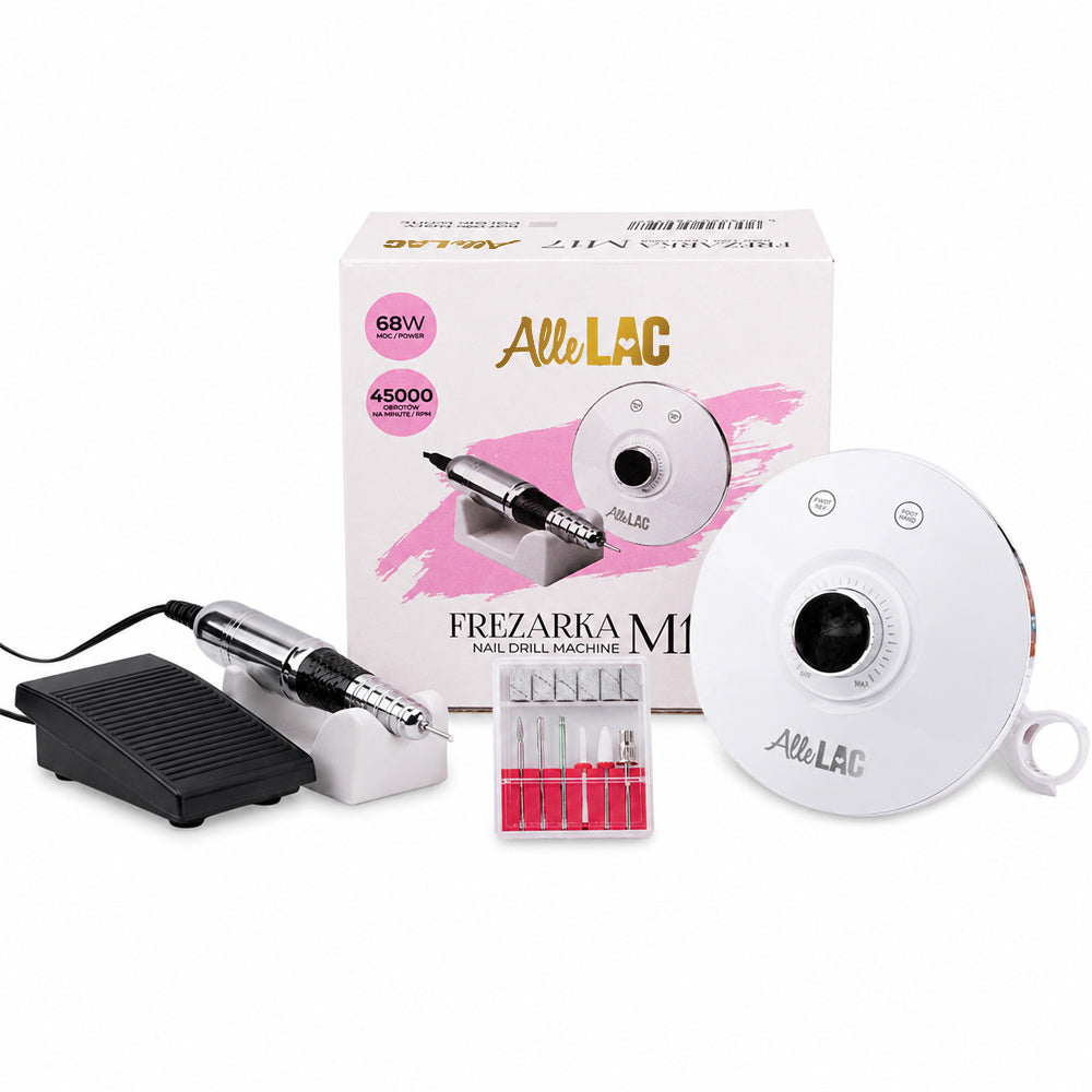 AlleLac M17 68W kynsipora 45000 rpm valkoinen tehokas kynsipora geelilakan poistoon ja rakennekynsien käsittelyyn