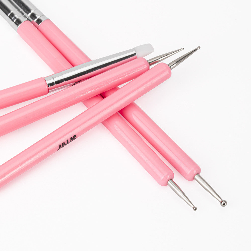 Kynsienkoristelu setti Dotting Tool & Applikaattori 5 kpl AlleLac pinkki läheltä