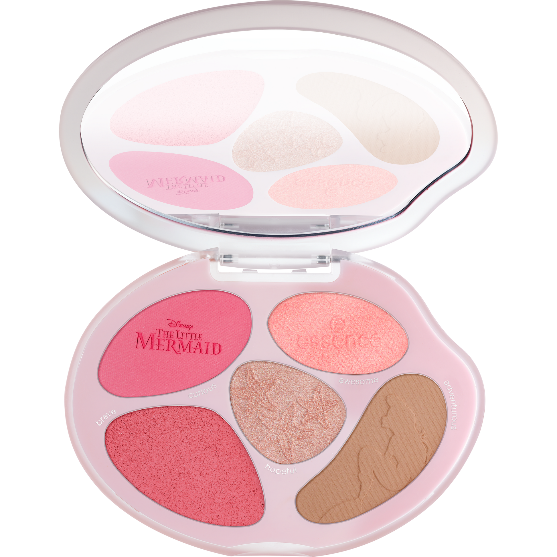 essence Disney THE LITTLE MERMAID face palette kasvopaletti - The World Is My Oyster paletti auki