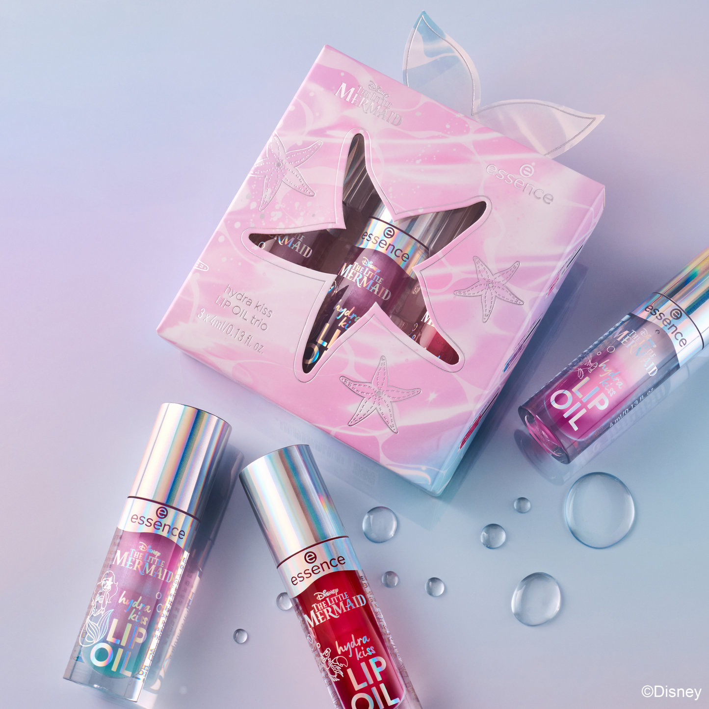 essence Disney THE LITTLE MERMAID hydra kiss LIP OIL trio huuliöljysetti