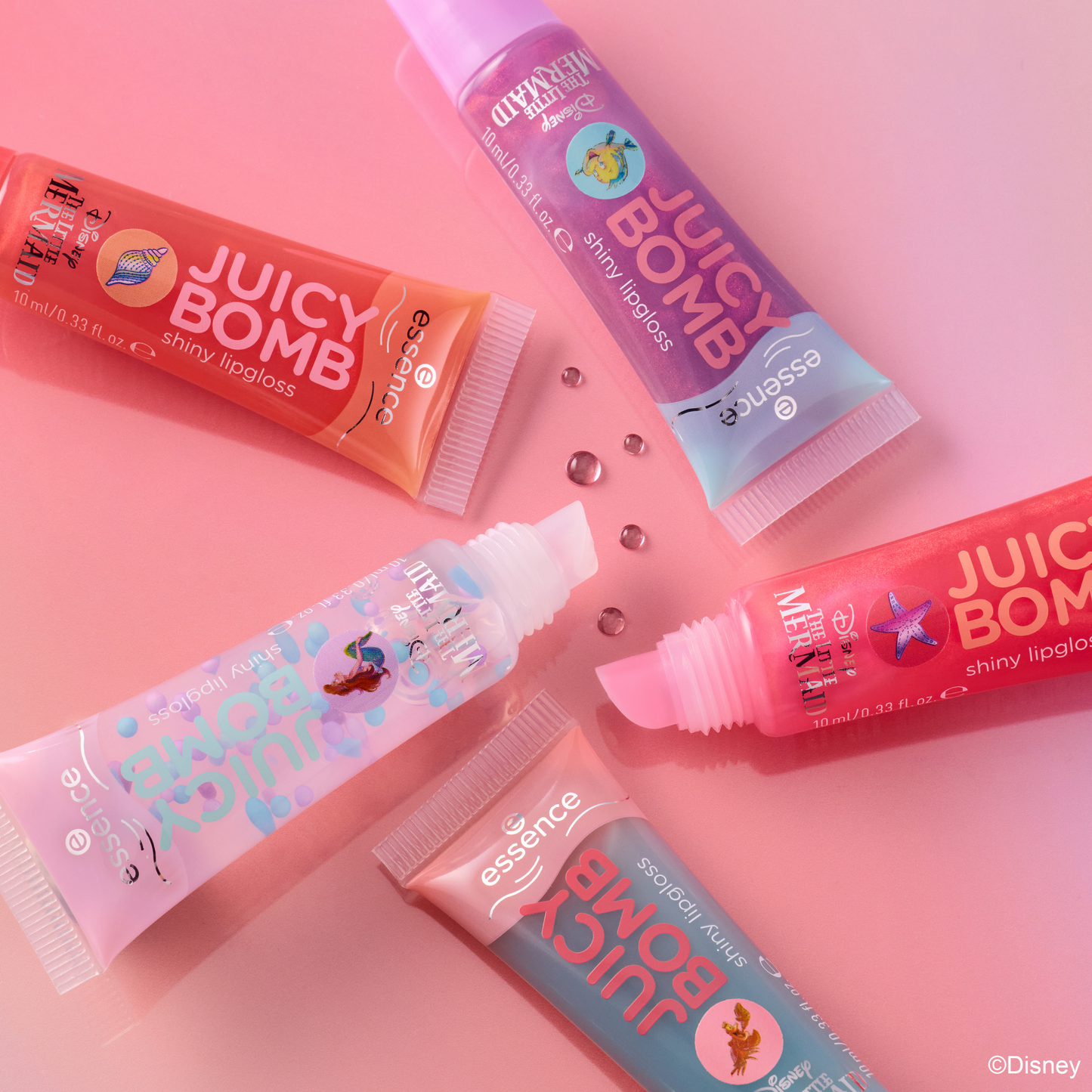 essence Disney THE LITTLE MERMAID JUICY BOMB shiny lipgloss crew huulikiilto setti kiillot
