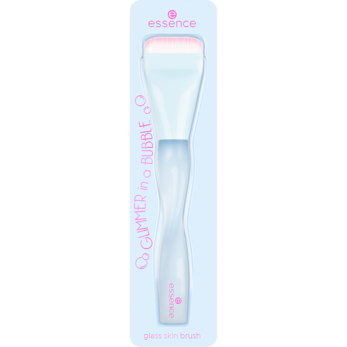 essence GLIMMER IN A BUBBLE glass skin brush 01 Floatin' Glaze pakkauksessa