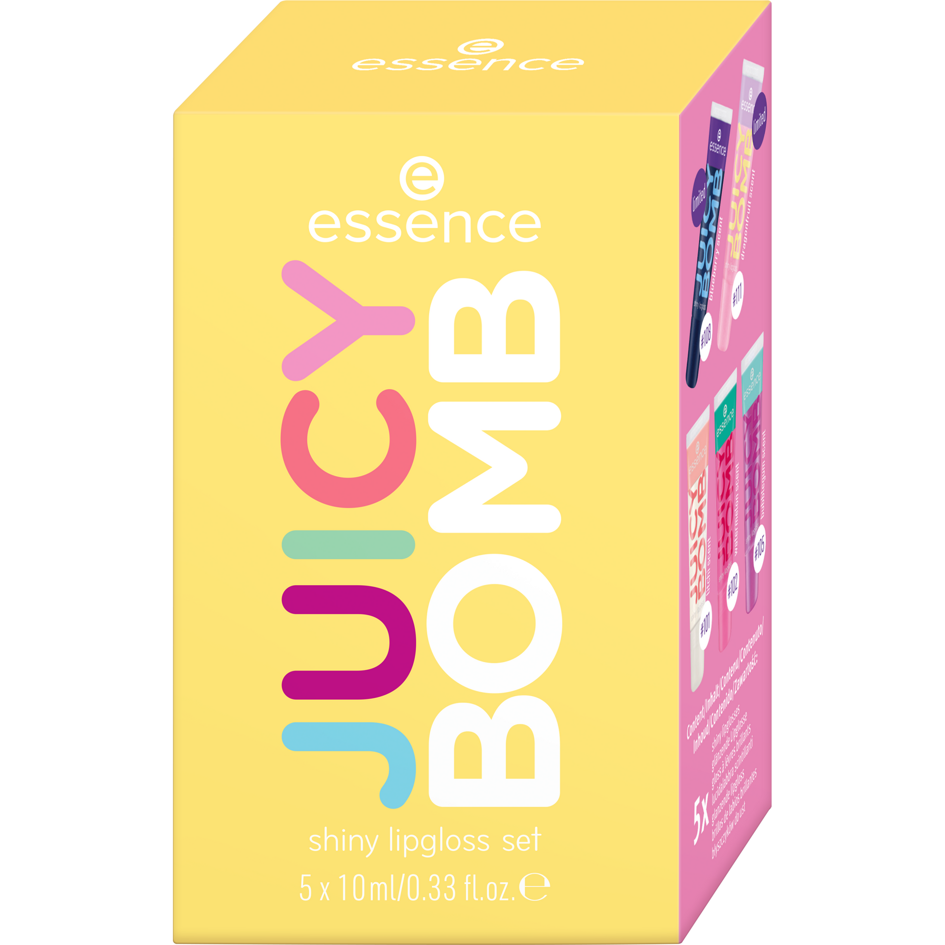 essence JUICY BOMB huulikiiltosetti viisi kiiltävää huulikiiltoa