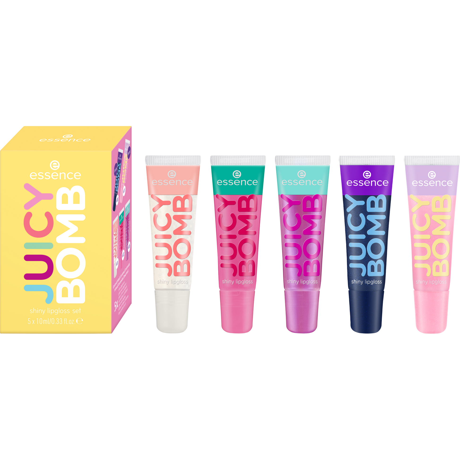 essence JUICY BOMB shiny lipgloss huulikiiltosetti 5 x 10 ml