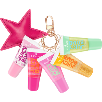 essence JUICY BOMB minihuulikiillot 5 kpl ja tähtikoristeinen avainketju