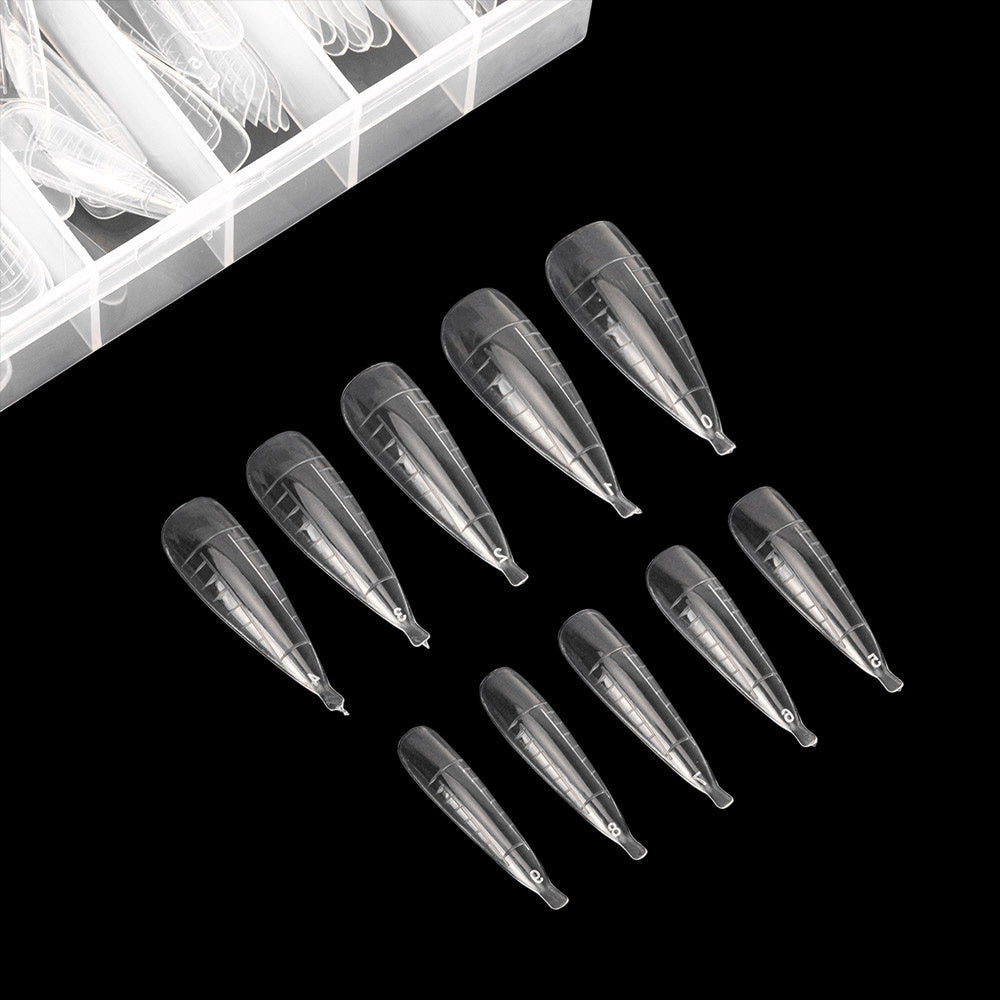 MollyNails Dual Forms Classic Almond läpinäkyvät mantelinmuotoiset kaksoismuotit mitta-asteikolla