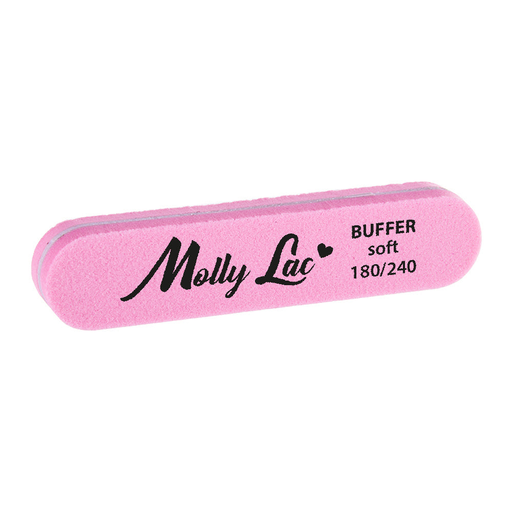 MollyLac Buffer Soft pinkki 180/240 grit kynsiviila, pyöristetyt päät