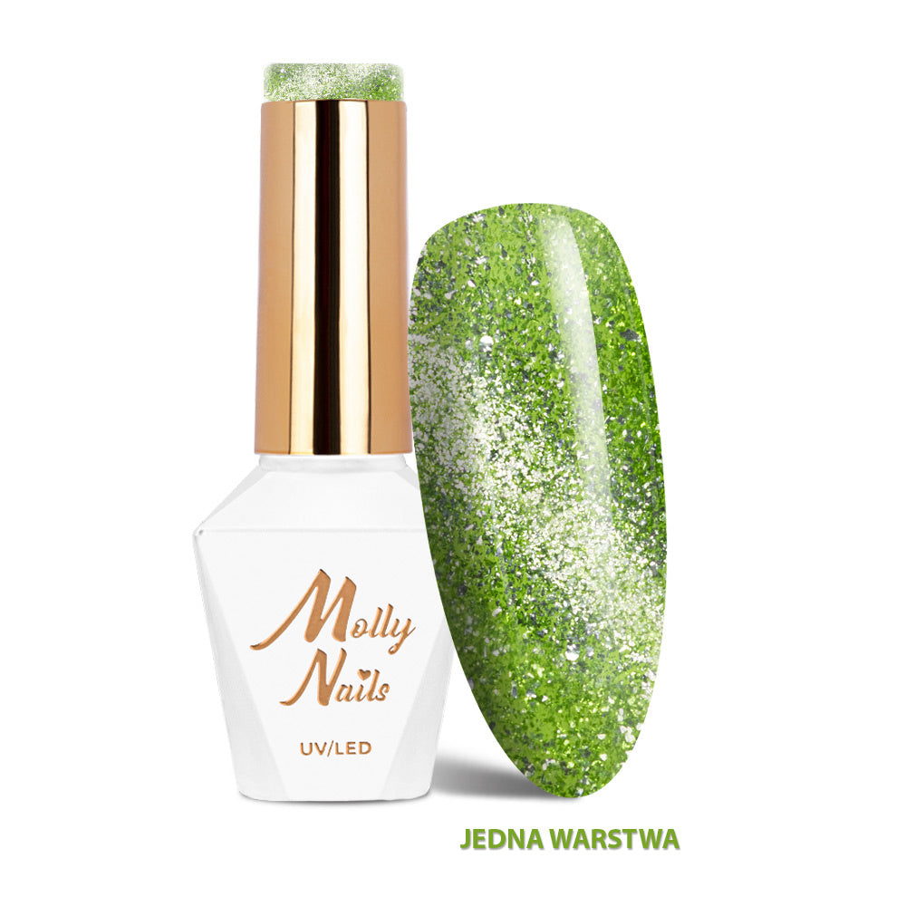 Molly Nails Cat Eye Glacier Crush 250 Emerald värigeelilakka 8g pullo kynsiuuni kovetettava
