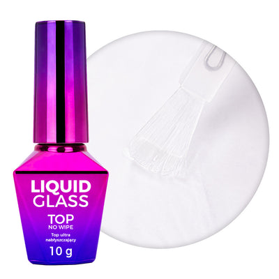 Molly Nails Top Liquid Glass päällysgeelilakka 10g no wipe alus- ja päällysgeelilakka kynsiuuni kovetus