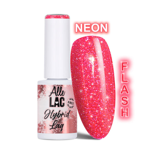 AlleLac Flash Glitter Pink geelilakka 6g, pullo ja lakattu kärki