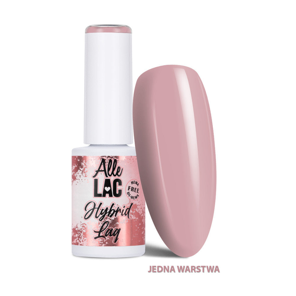 AlleLac N8 Rose Clay geelilakka 6 g ja kiiltävä murretun roosan värimalli yhdellä kerroksella.