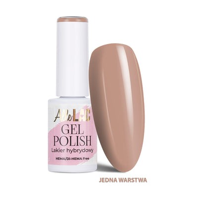 AlleLac geelilakka N11 Toffee 6 g ja toffeenruskea kynsimalli, HEMA- ja Di-HEMA-vapaa värigeeli.