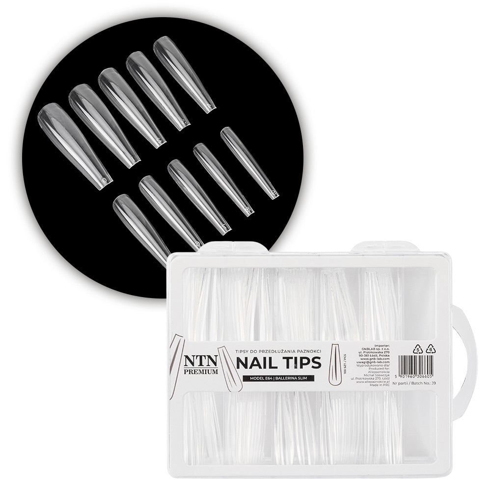 NTN Premium kynsitipit ballerina slim 100 kpl kirkkaat tipit coffin muotoisiin kynsien pidennyksiin