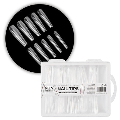 NTN Premium kynsitipit ballerina slim 100 kpl kirkkaat tipit coffin muotoisiin kynsien pidennyksiin