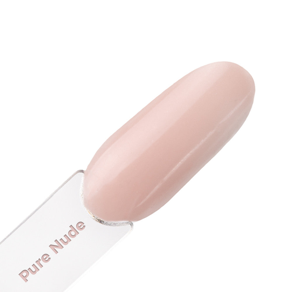 Pure Nude -rakennegeelin luonnollinen beige-pinkki sävy tipillä, paksu ja tasainen koostumus.