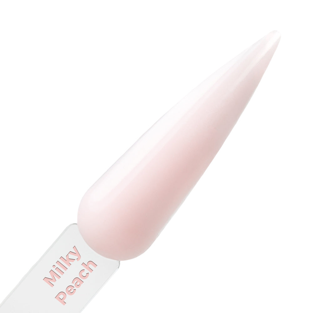Acrylgel Milky Peach 30 g – vaalea maitopersikan sävyinen akryyligeeli pitkällä kynsimallilla