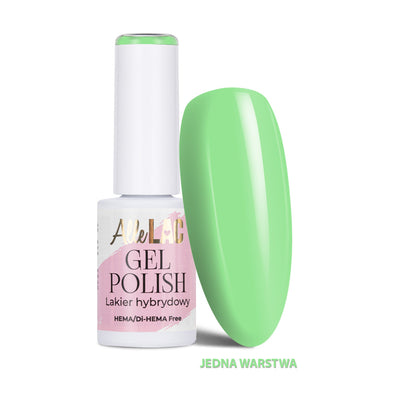 AlleLac Gel Polish G9 Pistachio 6 g, pistaasinvihreä geelilakka ja vaaleanvihreä kynsimalli
