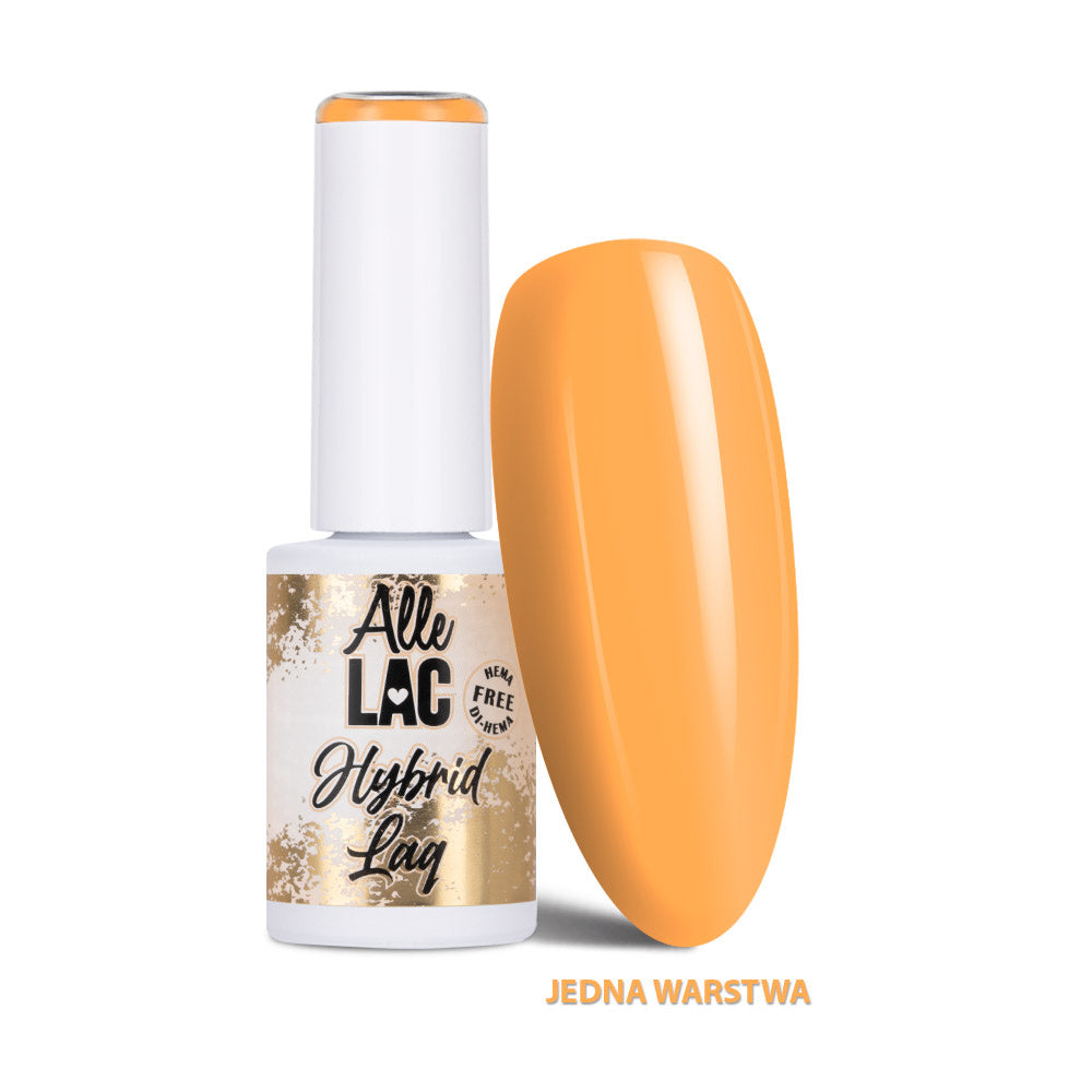 AlleLac Hybrid Gel Polish 305 5 g, HEMA- ja Di-HEMA-vapaa persikanoranssi geelilakka ja kynsimalli