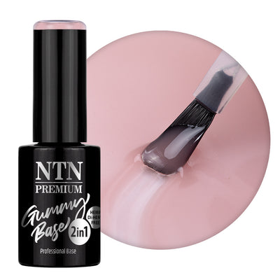 NTN Premium 2 in 1 Gummy Base alusgeelilakka No Excess 5g pullo, HEMA-free alusgeelilakka kynsiuuni käyttöön