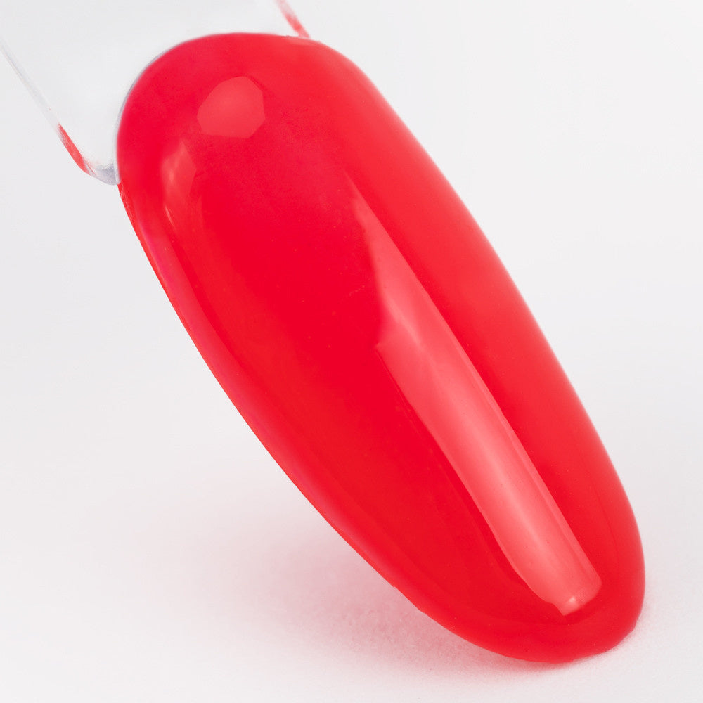 MollyLac Fluo Rubber Base Fruity Rooty neonkoralli alusgeelilakka tipillä UV LED kynsiuuni