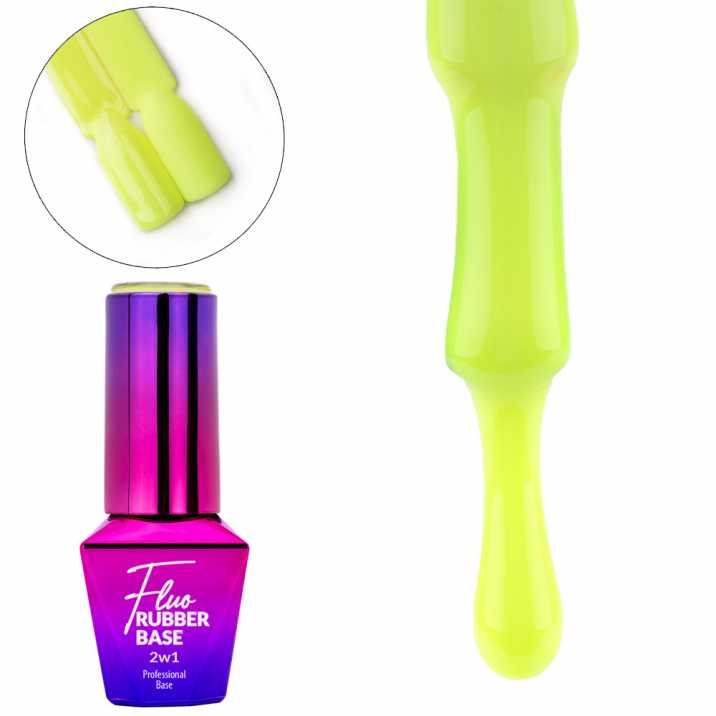 MollyLac Fluo Rubber Base 2in1 Cool Swirl 2 neon-limenvihreä alusgeelilakka 10g