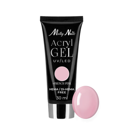 Acrylgel Molly Nails French Pink 30ml tuubi, luonnollisen vaaleanpunainen akryyligeeli