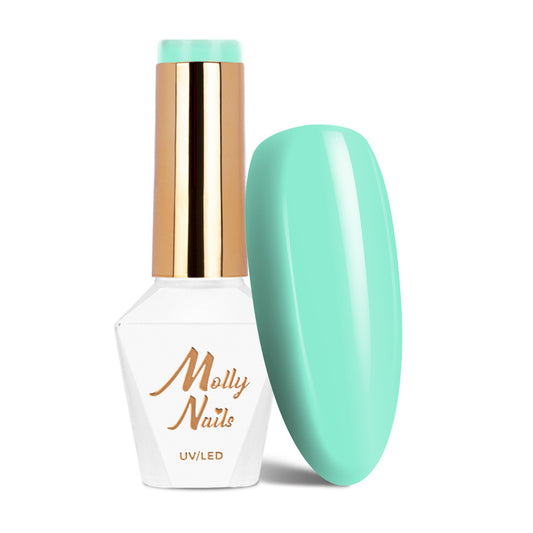 Molly Nails geelilakka – 123 Passion Dessert mintunvihreä 8g pullo, Hema/Di-Hema Free -koostumus.