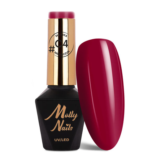 Molly Nails geelilakka – C4 viininpunainen 8g pullo, Hema/Di-Hema Free -koostumus.