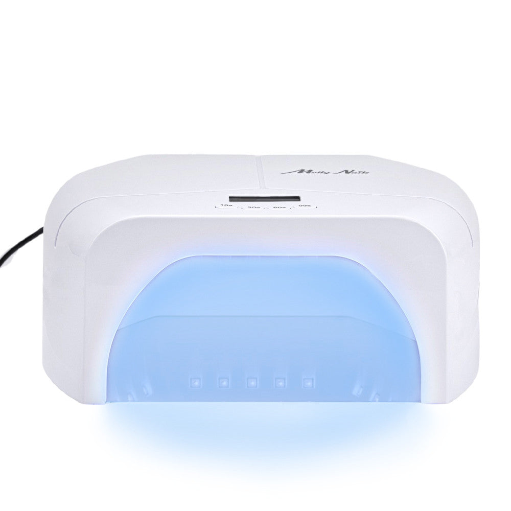 Molly Nails BQ-L8 298W kynsiuuni, ammattimainen LED/UV-laite geelien ja geelilakkojen kovetukseen etuosasta kuva