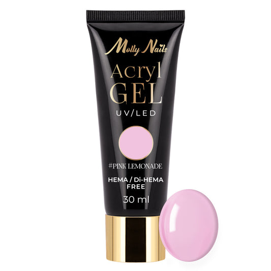 Acrylgel Molly Nails Pink Lemonade 30ml tuubi, vaaleanpunainen akryyligeeli