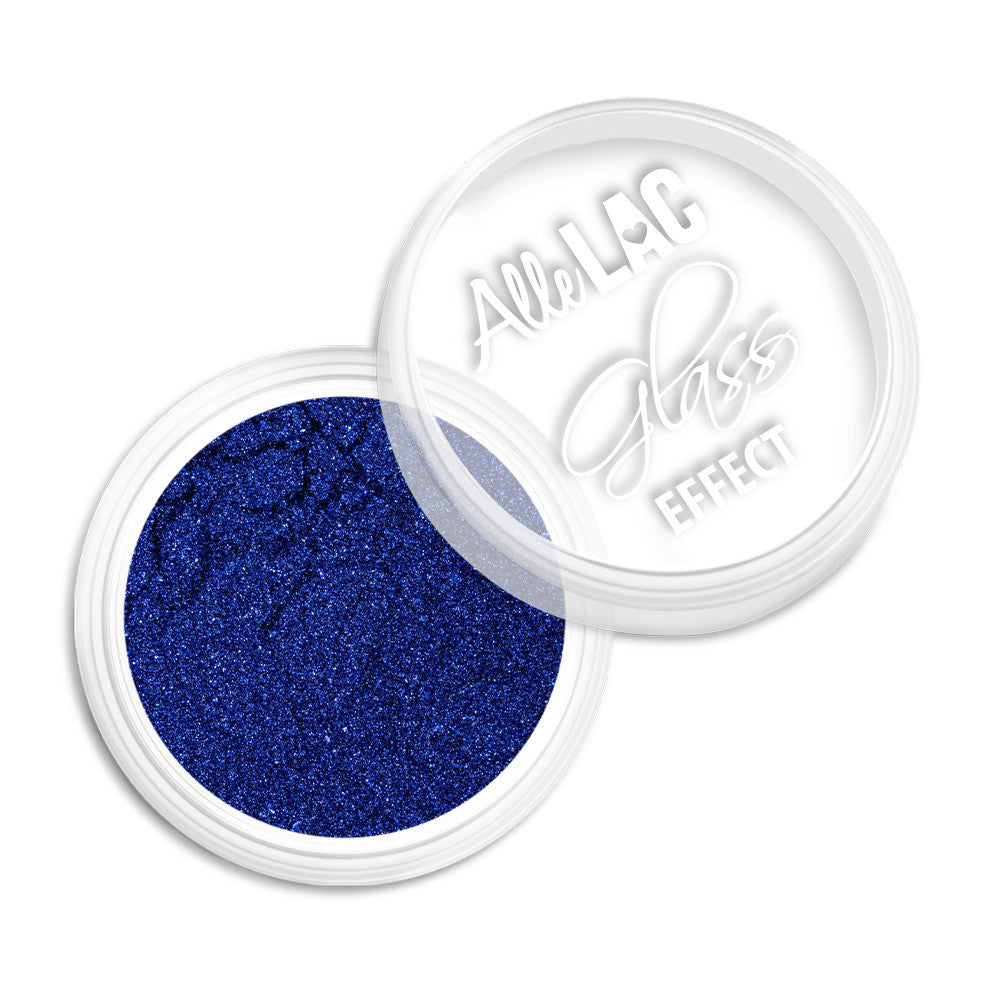 AlleLac Glass Effect Navy No. 11 – tummansininen lasiefektipeilipuuteri 0,30 g avoimessa purkissa
