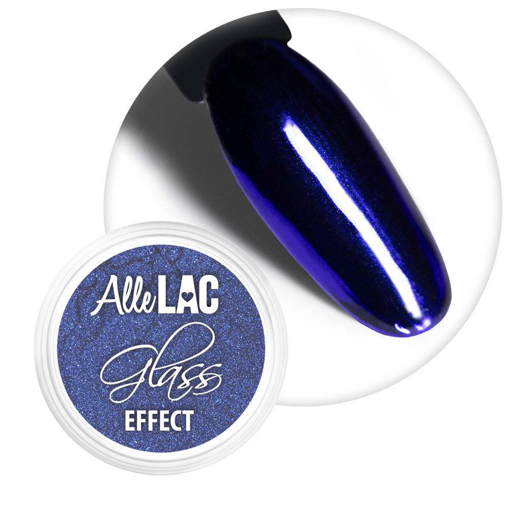 AlleLac Glass Effect Navy No. 11 -lasiefektipeilipuuteri ja tummansininen metallinhohtoinen kynsimalli