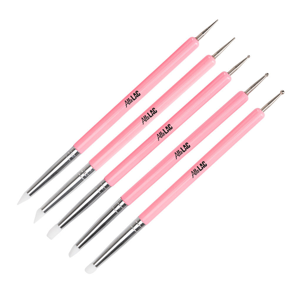 Kynsienkoristelu setti Dotting Tool & Applikaattori 5 kpl AlleLac pinkki
