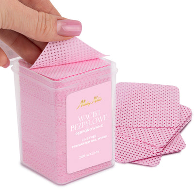 Kynsilaput 5x5 cm Molly Nails 200 kpl pinkki pakkaus nukattomat kynsilaput kynsiuuni käyttöön