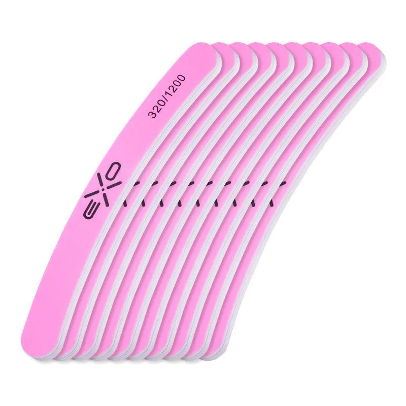 EXO Buffer Banana 320 1200 grit pinkki kiillotusbufferi kynsille 10 kpl