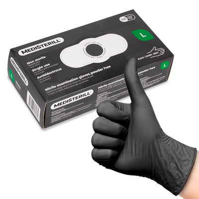 mustat nitriilikäsineet pakkaus Medisterill koko L puuteriton lateksiton suojakäsine kynsityöhön ja hygieniakäyttöön