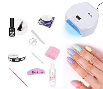 Geelikynsien aloituspakkaus kynsiuunilla – täydellinen setti geelikynsien tekoon.