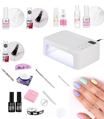 geelikynnet ja geelilakkaus aloituspakkaus samassa